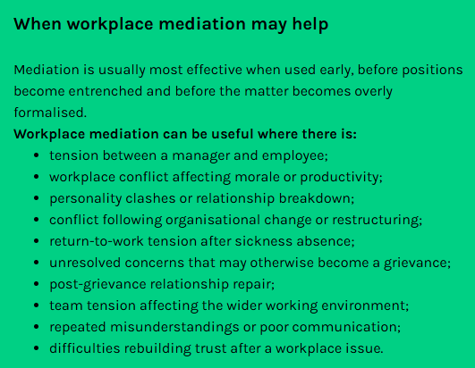 When workplace mediation may help